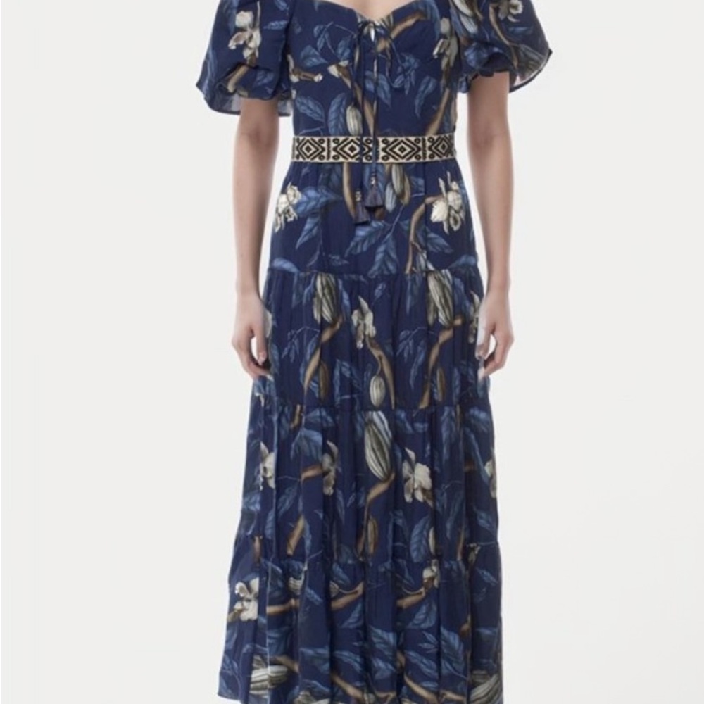 $1350 New Johanna Ortiz Botanical Heritage Long Floral Crepe Dress - Picture 12 of 15